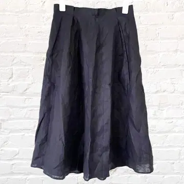 내추럴 뷰티 베이직 플레어 스커트 미디 기장 네이비 블랙