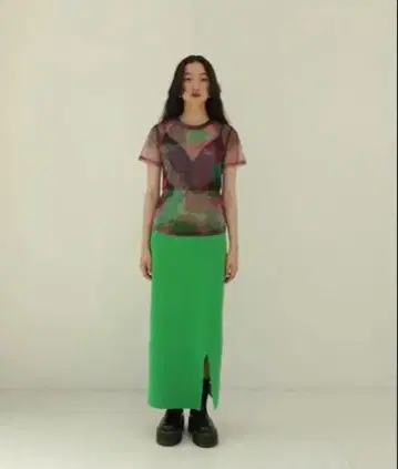 [ tina jojun ] UNITE SHEER TOPS 니트 스커트