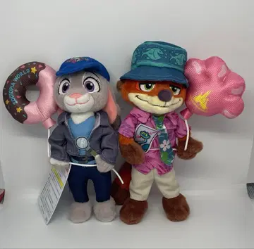 디즈니 리조트 주토피아2 주디 닉 인형 배지 세트