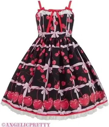 Charming Cherry 오버롤 스커트 (블랙)