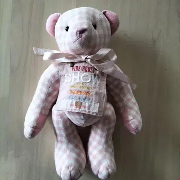 PINK HOUSE 체크 무늬 곰 봉제 인형