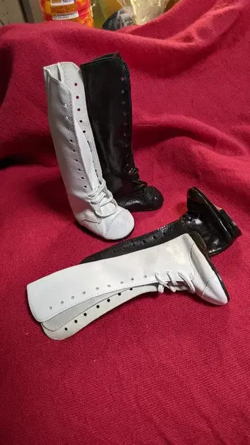 [재고 처분] 인형용 천연 가죽 롱 부츠 화이트 60mm [올드 재고]