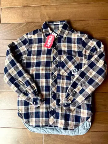 참스 긴팔 플란넬 셔츠 상의 M 미사용 택 포함 여성용 충전솜