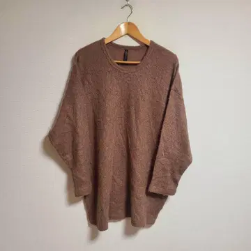 RYU 니트 모헤어 스웨터 얇은 소재 노움코어 긴팔 브라운 울 혼방