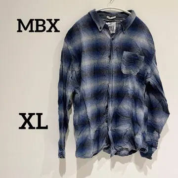 레어 MBX [ XL ] 체크 셔츠 USA 파랑 블랙 캐주얼 심플