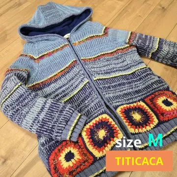 아우터 니트 후드티 자켓 크로셰 편직 M