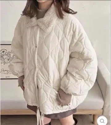 라피메 퍼 옷깃 퀼팅 블루종 아이보리