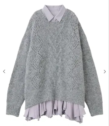 COCO DEAL 케이블 니트 x 페플럼 셔츠 미니 원피스