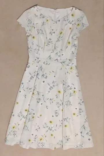 레스 빠세 꽃무늬 원피스 핑크 36 무릎 기장 앞 장식 버튼