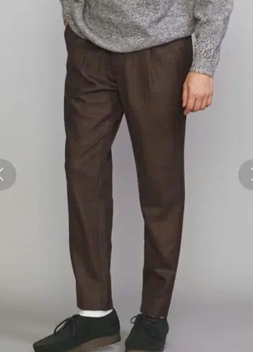 BY 워셔블 플라넬 테이퍼드 체크 이지 팬츠