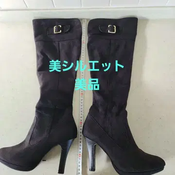 금 버클 롱 부츠 힐 10cm