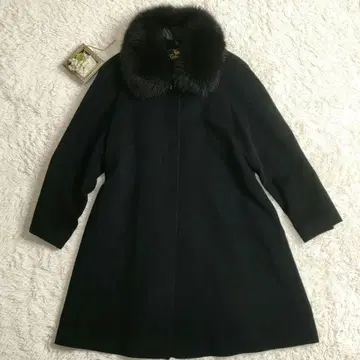 캐시미어 100% 퍼 부착 롱 코트 블랙 K.K DAIKEI