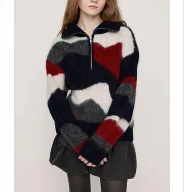 SLY [ 미사용 새상품 ] FRONT ZIP MARBLE KNIT 상의