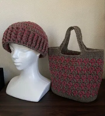 특별한 세트 비니 & 토트백 핸드메이드 크로셰 뜨개질