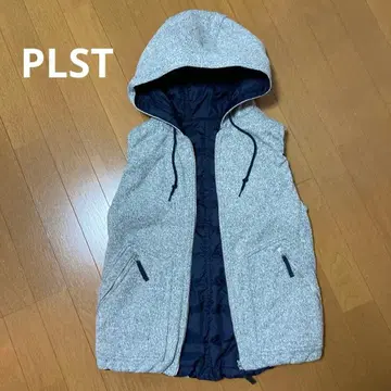 PLST 후드 부착 리버서블 다운 베스트