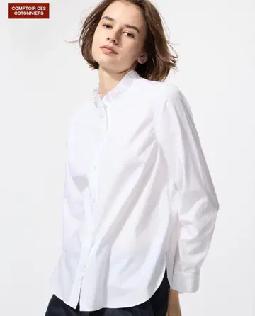 UNIQLO 코튼 스트레치 프릴 셔츠 M 사이즈