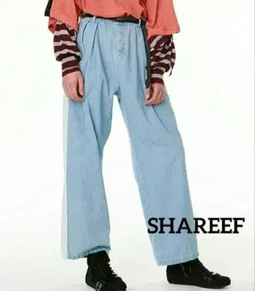 SHAREEF 데님 사이드 라인 팬츠