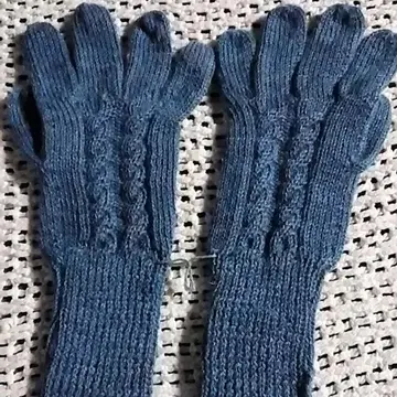 파란 장갑 알파카 100%