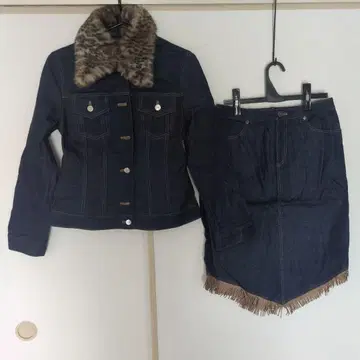 LASTSCENE 라스트씬 퍼 포함 다크 데님 자켓 세트