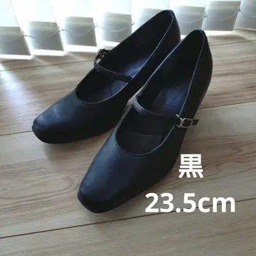 블랙 펌프스 23.5cm 버클 스트랩