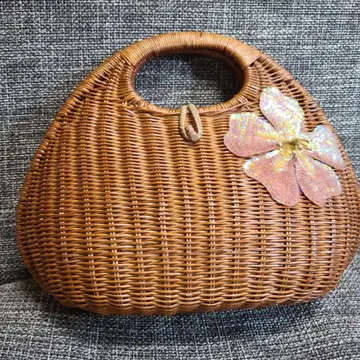 브라운 바스켓백 꽃무늬 안쪽