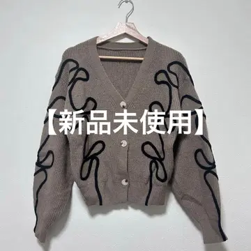 [미사용 새상품 택 포함] La-gemne 라디엠 리본 라인 니트 가디건