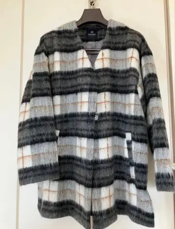 노카라 자켓 그레이 화이트 스트라이프 F