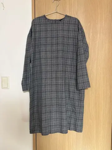 미즈이로 인디 체크 무늬 긴팔 원피스