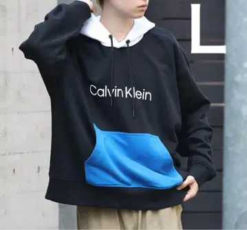 Calvin Klein 후드 부착 후드티 블랙/파랑/화이트