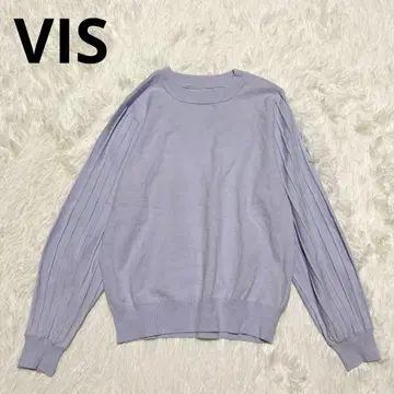 VIS 소매 플리츠 모크넥 풀오버 색스 F 긴팔 니트 화려함