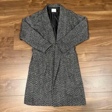 JUN 그레이 계열 롱 코트 벨트 포함