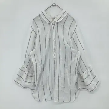 Khaju 카쥬 스트라이프 벌룬 슬리브 블라우스