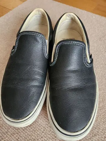 VANS 블랙 슬립온 가죽