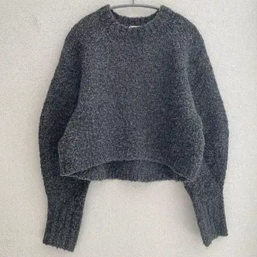 그린 라벨 릴랙싱 푸들 니트 그레이 숏 기장 돌먼 니트