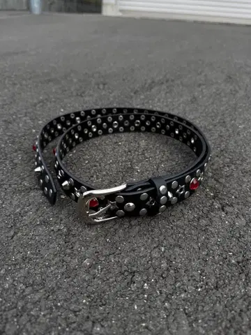 jadedldn 스터드 장식 블랙 가죽 벨트