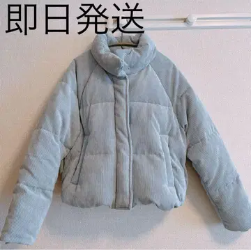 한국 SPAO 다운 자켓 코듀로이 스카이블루