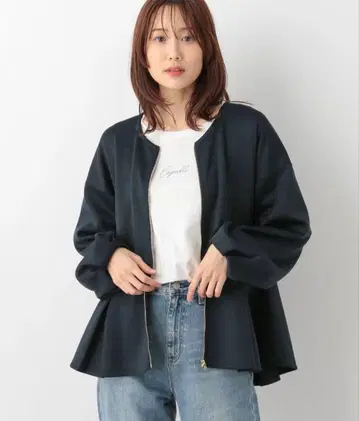 글로벌 워크 라이트 쿠션 페플럼 가디건 네이비 프리 사이즈