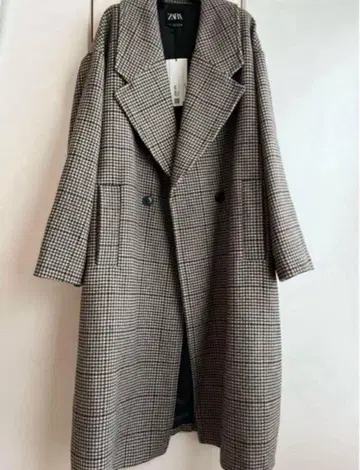미사용 새상품 ZARA 롱 코트 체크 S 사이즈 체스터 코트