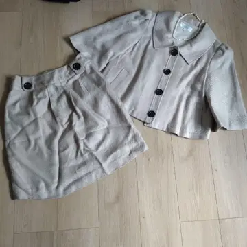 베이지 셋업 타이트 스커트 자켓