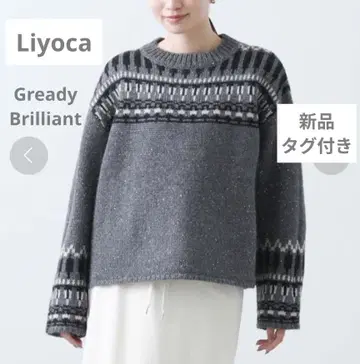 Liyoca 택 포함 새상품 울 혼방 노스탤지어 패턴 니트