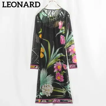 컨디션 최상 LEONARD 칸칸 소재 꽃무늬 원피스 시스루 이너