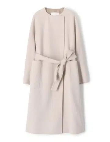 Ballsey 프리미엄 울 리버 노카라 코트 라이트 베이지