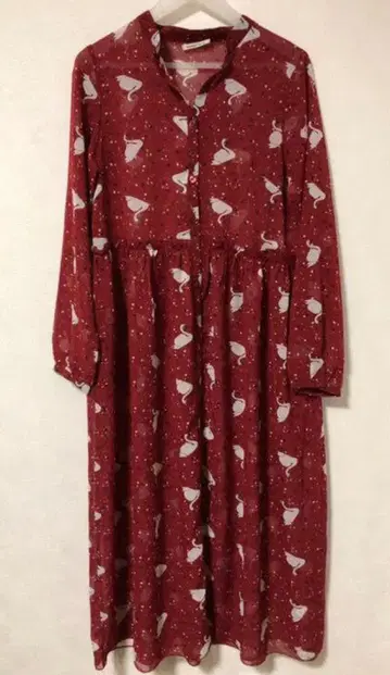 ROSE BUD 스완 프린트 롱 원피스