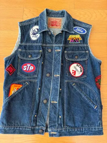 프리휠러스 데님 베스트 패치 가공