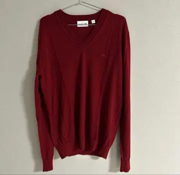 LACOSTE 버건디 V넥 니트 US L