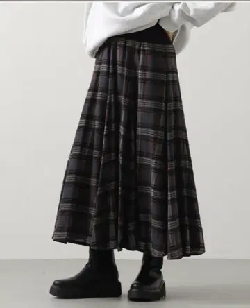 몰 체크 W 리브 스커트