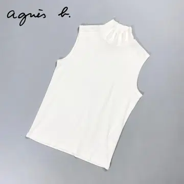 agnes b. 터틀넥 슬리브리스 티셔츠 화이트 2*HD619