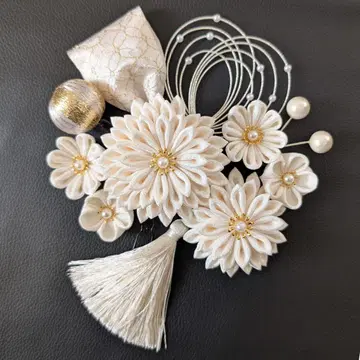 츠마미잔구 머리 장식 시로무쿠 성인식 결혼식 이로무치카케 후리소데