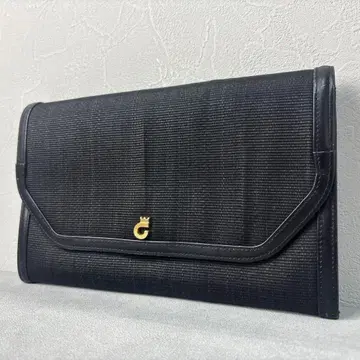 새상품급 콘테스 클러치백 호스헤어 가죽 골드 금장 장식 플러프 블랙