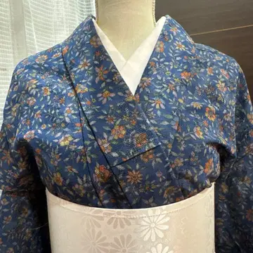 꽃무늬 코몬 기모노 파란색 계열 단의(한 겹) 작은 체구인 분께